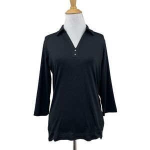 Sport Haley Shirt Womens S Small Black Mesh Panels 3/4 Sleeve Golf Performance